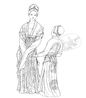 A coloring page of chinese clothing